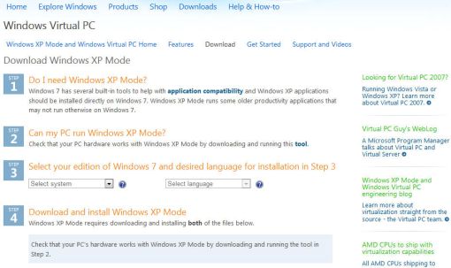 windows xp mode and windows virtual pc download