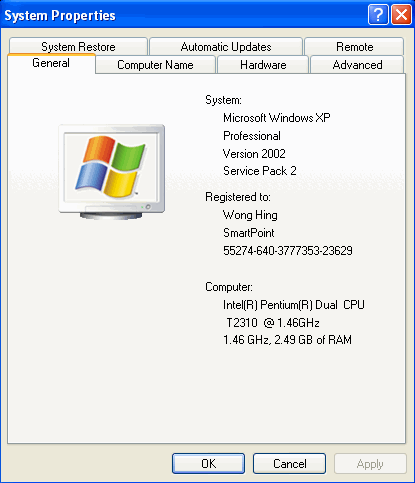 System Properties Dialog Box